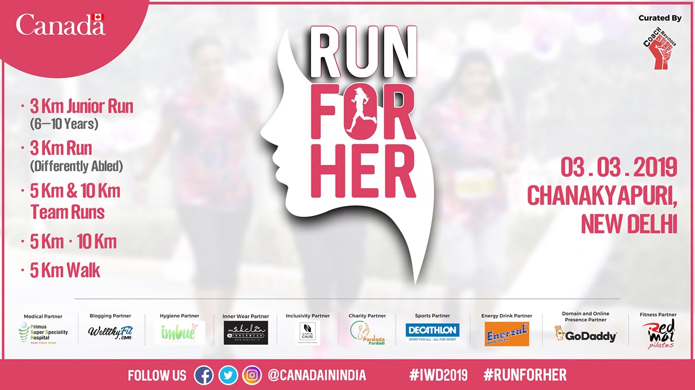 Event Details, Run For Her, Sunday 03 March 2019, Chanakyapuri New Delhi, Coach Ravinder Gurugram